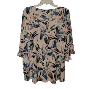 Pink and Blue Relaxed Ruffled Blouse